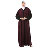 Dual color Loose Fit abaya - Cocoa bean-Black